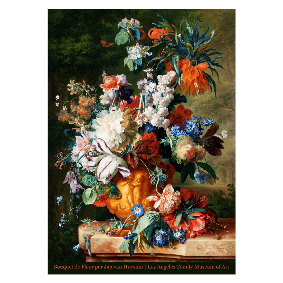 Kunstplakat med Jan van Huysom "Bouquet de Fleurs"