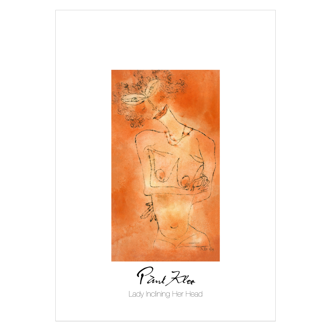 Kunstplakat med Paul Klees "Lady Inclining Her Head"