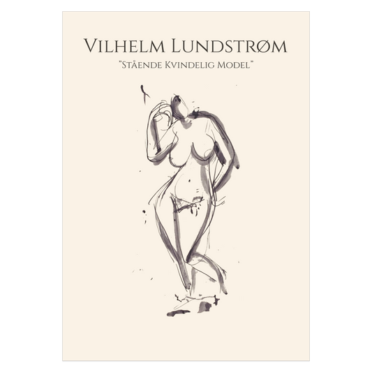 Kunstplakat med Vilhelm Ludstrøms skitse "Stående Kvindelig Model"