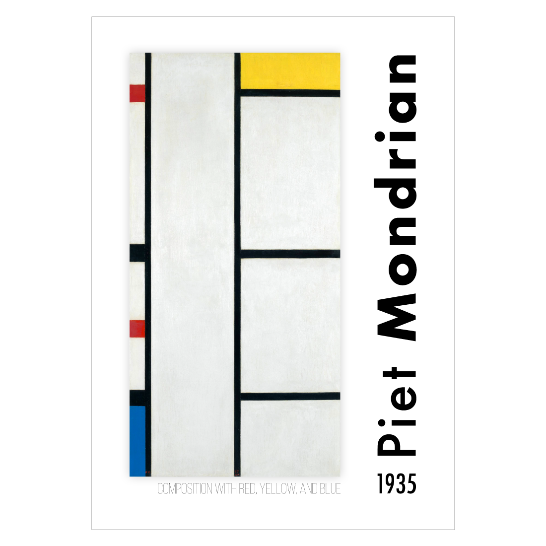 kunstplakat med Piet Mondrians "Composition with red yellow and blue"