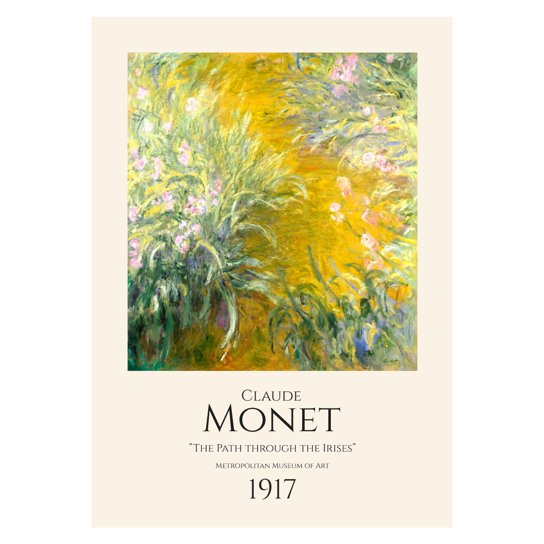Kunstplakat med Monets "Monet "Path through the Irises""
