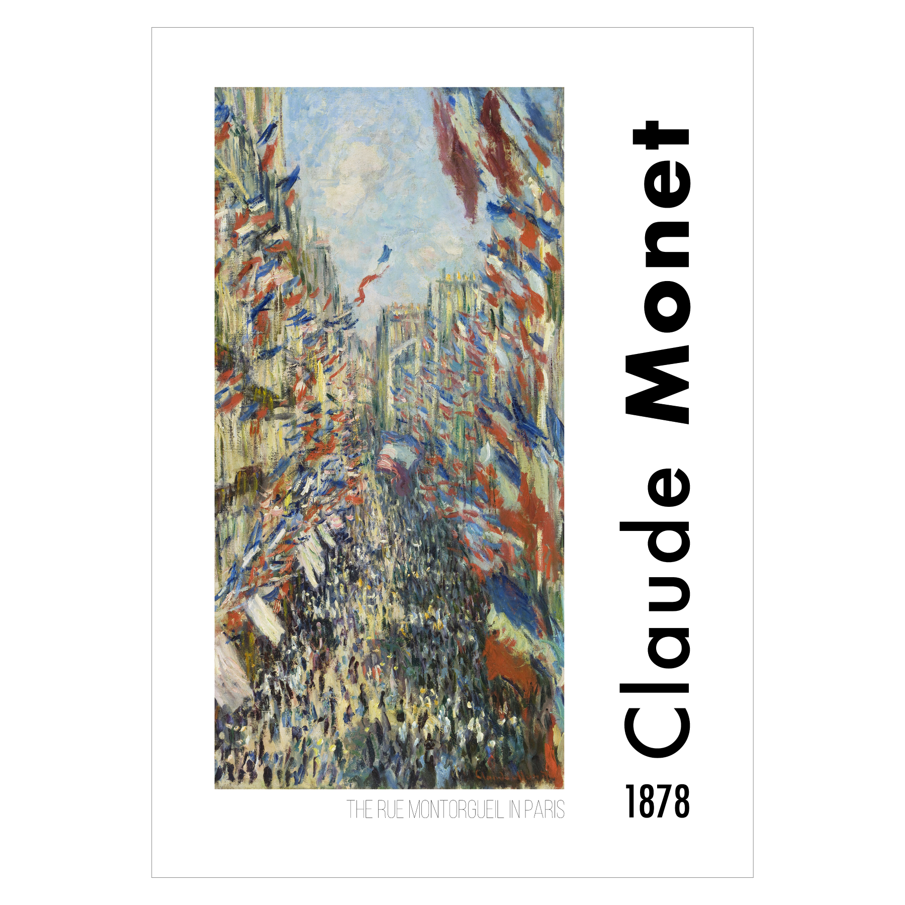 Kunstplakat med Monets "The Rue Montorgueil in Paris"