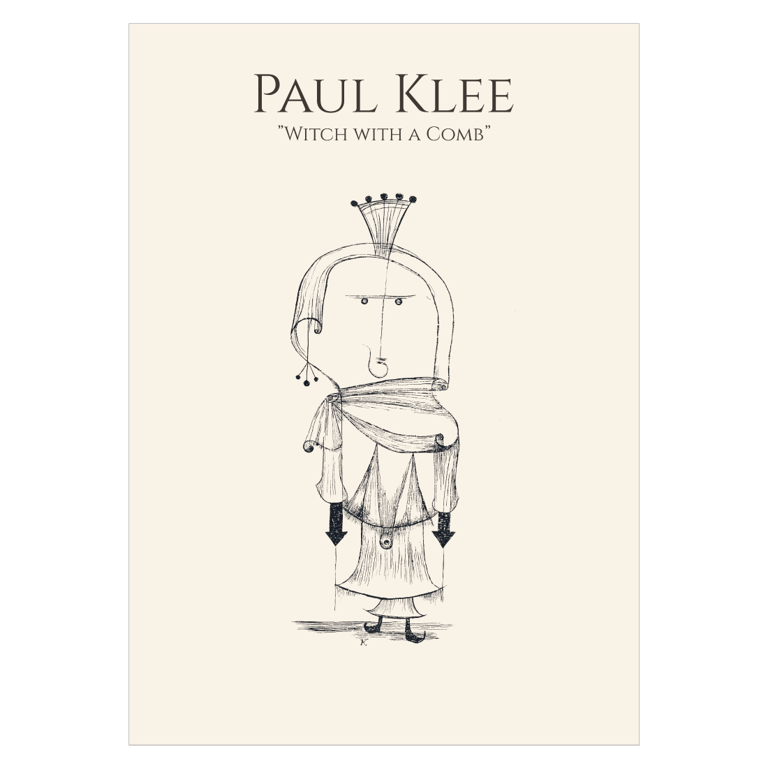 Kunstplakat med Paul Klees "Wich with a comb"