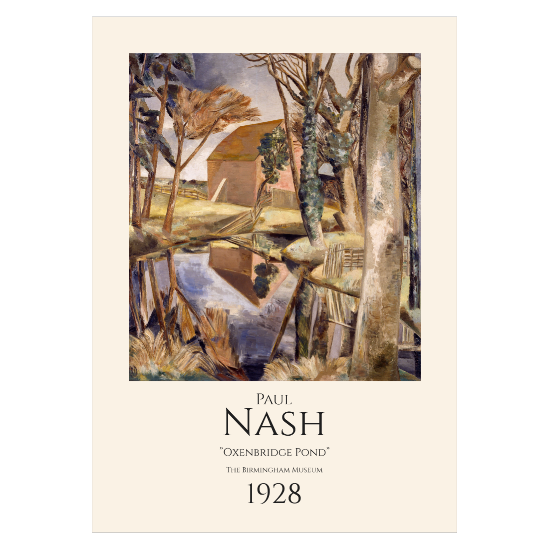 Kunstplakat med Paul Nash's "Oxenbridge Pond"
