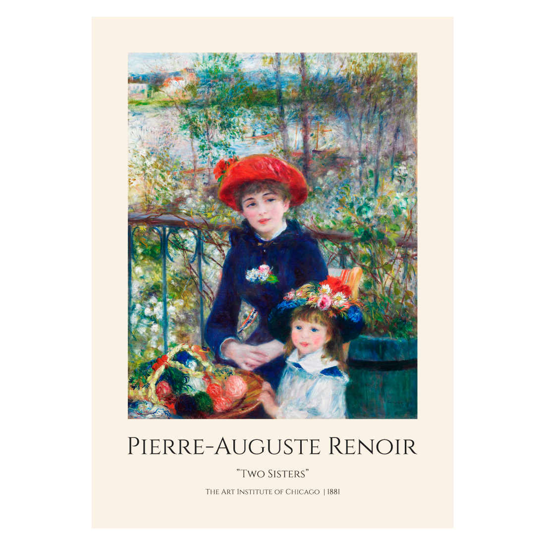 Kunstplakat med Pierre-Auguste Renoirs "Two Sisters"