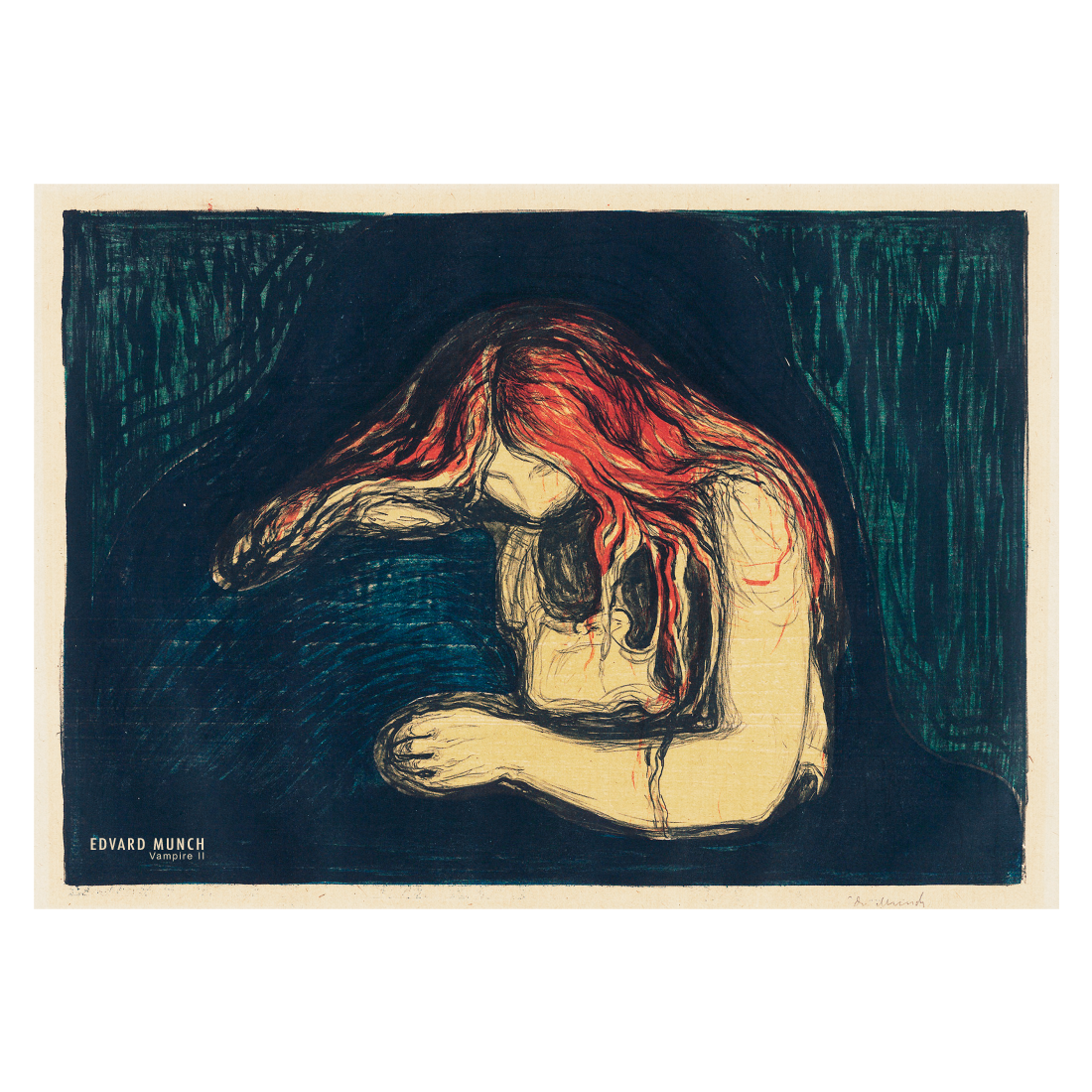 Kunstplakat med "Vampire ll" af Edvard Munch