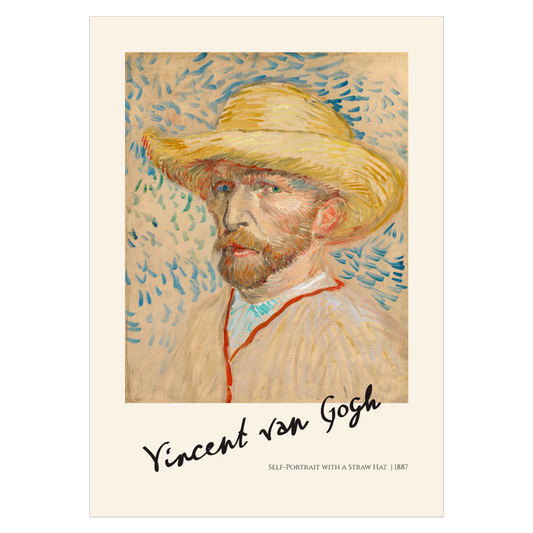 Kunstplakat med van Gogh "Selvportræt med Stråhat"