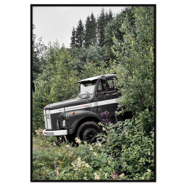 plakat med en lastbil parkeret i den smukke natur