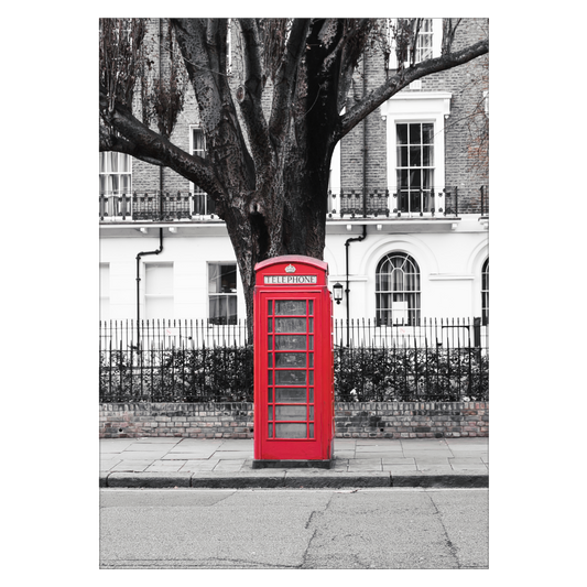 london plakat og poster med berømt rød telefonboks