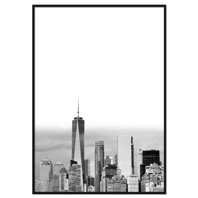 sort hvid plakat med new york city skyline