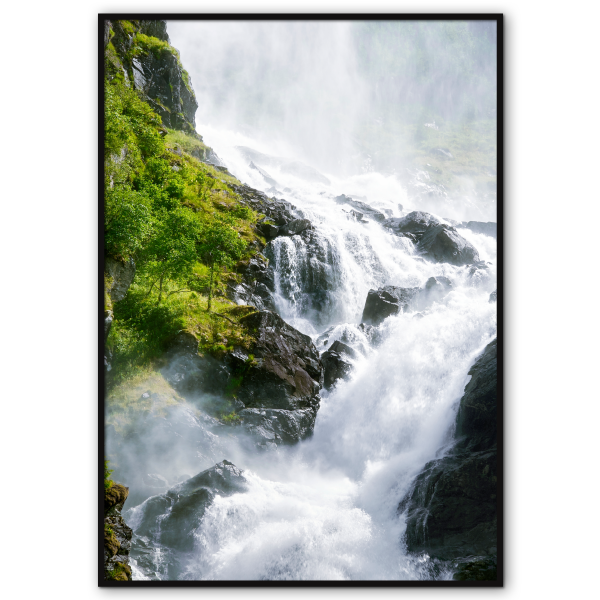 natur plakat med vandfaldet Låtefossen fra Norge