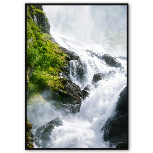 natur plakat med vandfaldet Låtefossen fra Norge
