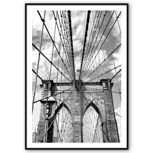 new york plakat med brooklyn bridge i sort-hvid