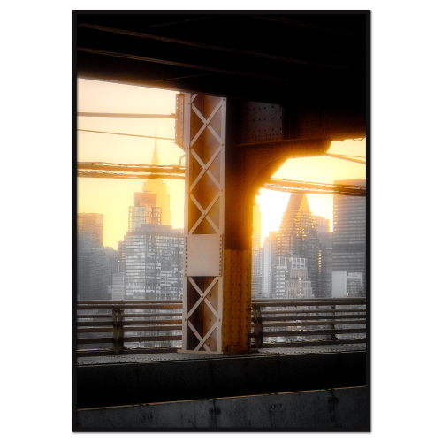 new york plakat - solnedgang set fra queensboro bridge
