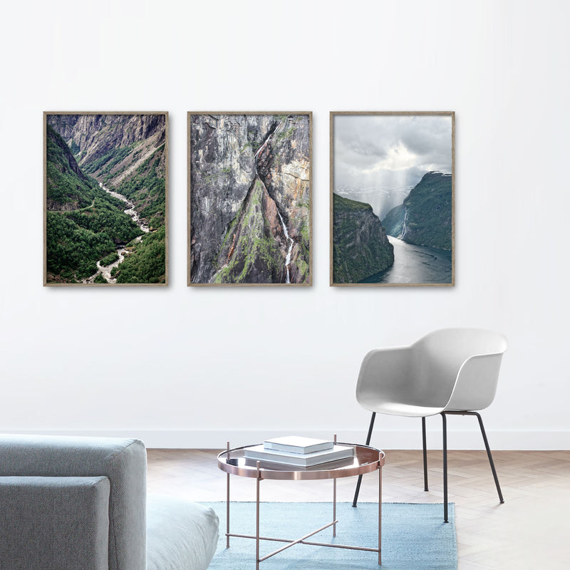 norske naturplakater på fotokunst billedvæg