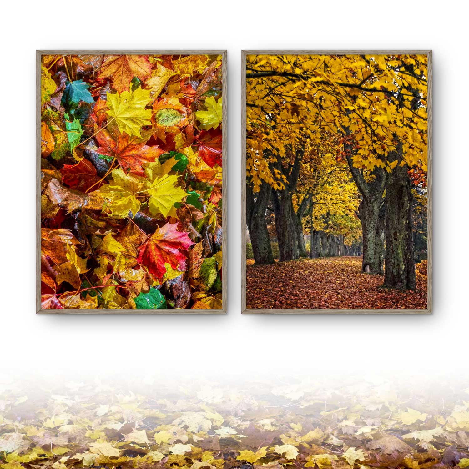 plakat par med efterårs natur motiver i gule farver
