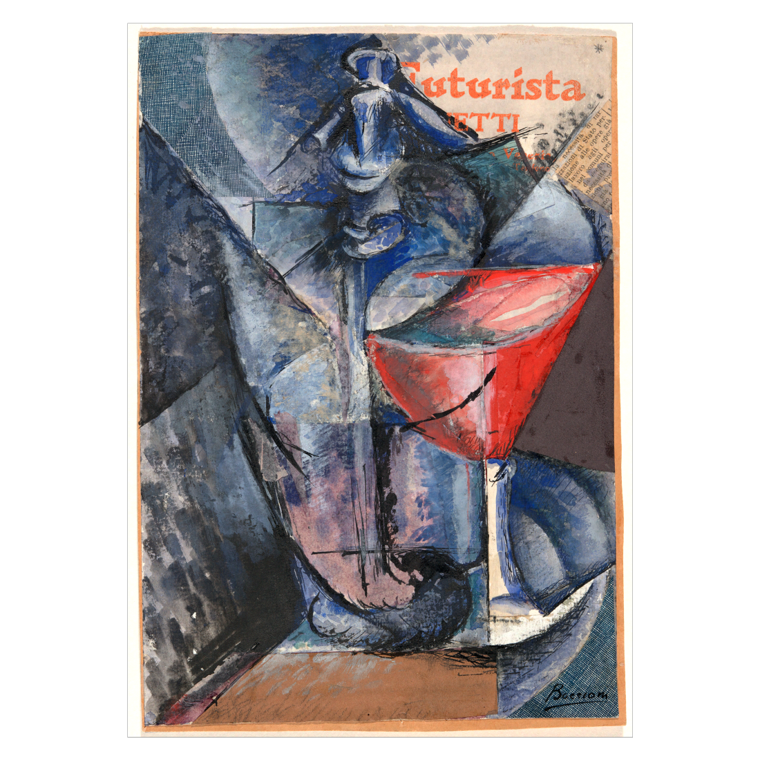 Kunstplakat med "Glass and Siphon" af Umberto  Boccioni