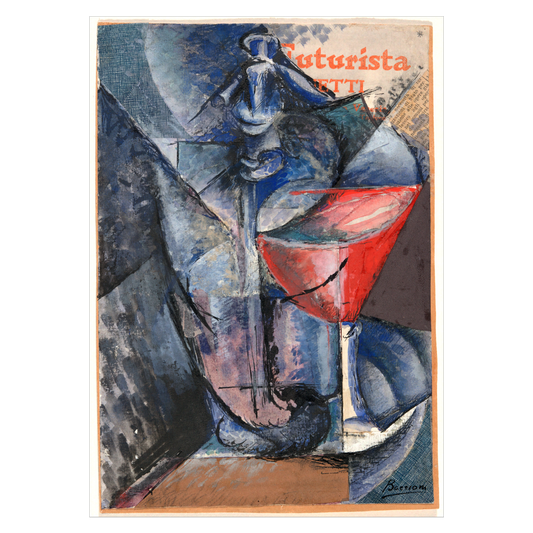 Kunstplakat med "Glass and Siphon" af Umberto  Boccioni