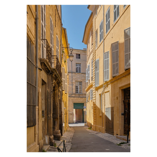 byplakat fra Provence med gule hus facader