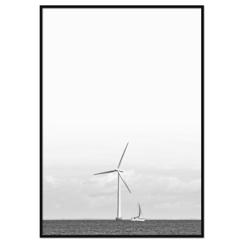 fotokunst plakat med vindmølle på havet
