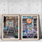 to farverige Berlinplakater med graffitimalede murer