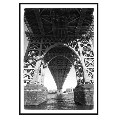sort-hvid plakat med williamsburg bridge i new york